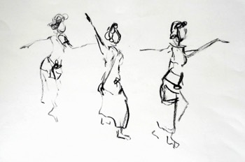  Kohle auf Papier 